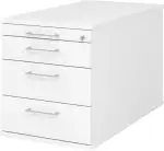 bümö Rollcontainer mit Schubladen, Container abschließbar aus Holz in weiß - Rollwagen für's Büro...