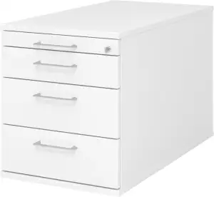 bümö Rollcontainer mit Schubladen, Container abschließbar aus Holz in weiß - Rollwagen für's Büro...