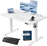 JUMMICO Höhenverstellbarer Schreibtisch mit USB-Ladeanschluss 120 x 60 cm, Schreibtisch Höhenverstellbar Elektrisch, Steh-Sitz Tisch Stehpult Verstellbarer Computertisch,Standing Desk,Weiß