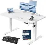 JUMMICO Höhenverstellbarer Schreibtisch mit USB-Ladeanschluss 120 x 60 cm, Schreibtisch Höhenvers...