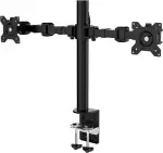 Amazon Basics Monitor-Halterung/Tragarm für 2 Monitore, mit einstellbarer Höhe, Bildschirmneigung und Kabelorganizer, 360-Grad-Drehung,Stahl, Schwarz, 33 bis 76 cm