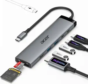acer 8 in 1 USB C Hub, 10Gbps USB-C auf HDMI Adapter 4K@60Hz, Dockingstation mit
