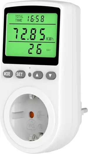 Stromzähler für Steckdose Strommessgerät Energiekostenmessgerät mit LCD Bildschi