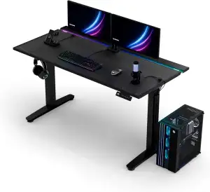 ULTRADESK - Gaming Schreibtisch Schwarz - Höhenverstellbarer Schreibtisch 140x70
