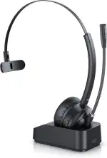 CSL - Bluetooth 5.3 Headset mit Ladestation - PC Headset mit flexiblem Mikrofon - Multipoint - kabellos inkl Mikro- leicht - freisprechen - für Auto und LKW Computer Call Center Handys