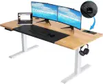 COMHOMA Höhenverstellbarer Schreibtisch 140x60 cm mit USB-Buchse und Haken, Elektrisch Verstellba...