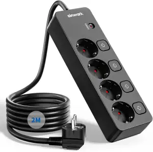 Steckdosenleiste Einzeln Schaltbar 4fach, Power Strips, mit üBerspannungsschutz，