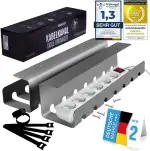 Kabelkanal für Schreibtisch Ordnung; Kabelmanagement-System am Arbeitsplatz; Kabelhalter, Kabelwanne, Kabelkorb; 2er Set Steckdosenleisten-Halter für Tische (Grau, 2 Stück)