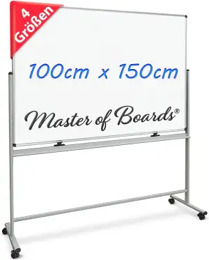 Master of Boards Magnettafel Whiteboard mit Ständer 100 x 150cm mobiles White Bo