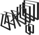 ECD Germany 2er Set Tischbeine aus Vierkantprofilen, 70x72 cm, Schwarz, pulverbeschichtete Stahl, Industriedesign, Metall Tischkufen Tischuntergestell Tischgestell Möbelfüße, für Esstisch Schreibtisch