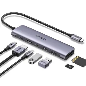 UGREEN Revodok 1071 USB C Hub HDMI 4K, PD 100W, USB 3.0 Datenports, SD/TF Karten