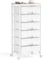 KINGRACK Rollwagen mit 6 großen Schubladen und Regalen –Rollwagen mit Schubladen, geeignet für Büros, Kinderzimmer und Bastelräume (Weiß)