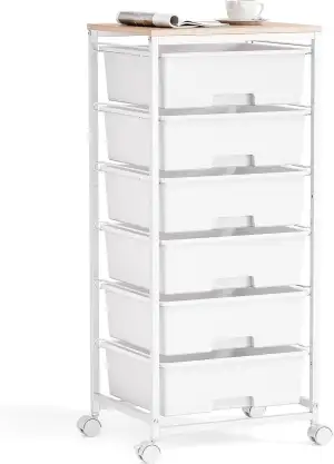 KINGRACK Rollwagen mit 6 großen Schubladen und Regalen –Rollwagen mit Schubladen