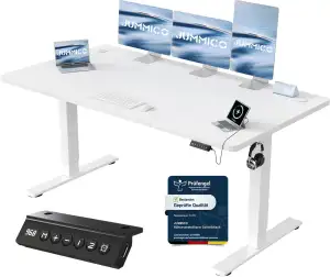 JUMMICO Höhenverstellbarer Schreibtisch mit USB-Ladeanschluss 160 x 70 cm, Schre
