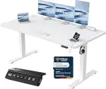 JUMMICO Höhenverstellbarer Schreibtisch mit USB-Ladeanschluss 160 x 70 cm, Schreibtisch Höhenvers...