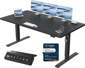 JUMMICO Höhenverstellbarer Schreibtisch mit USB-Ladeanschluss 180 x 80 cm, Schre