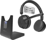 GEQUDIO GB-2 Bluetooth Headset [Edition 2026] – Verstärkter Edelstahl-Bügel – Kabellose Kopfhörer mit Mikrofon, Passives Noise Cancelling, Multipoint (2 Geräte), 500h Standby (inkl. Ladestation)