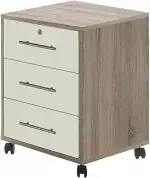 moebel-dich-auf Rollcontainer TABOR in Eiche Sonoma weiß matt 3 Schubkästen 44,1 cm breit