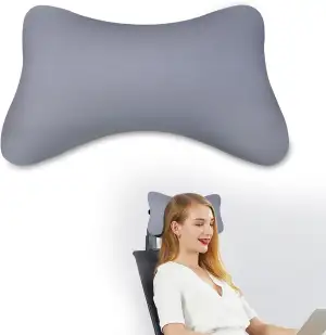 Nackenkissen Sessel Aus Memory Foam Mit Flexiblen Bändern, Bürostuhl Kopfstütze Ergonomisches Kissen für Reisen, Flugzeuge, Züge, Autos und Büros (Grau)
