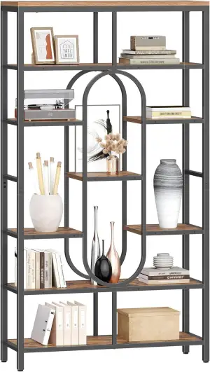 Hzuaneri Bücherregal, 7-stöckiges Standregal, Ausstellungsregal mit 9 Ablagen, R