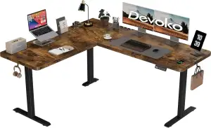 Devoko Höhenverstellbarer Schreibtisch L Form, 160 x 140cm L-förmig Schreibtisch
