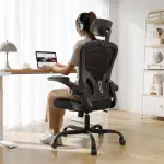 Synorla Schreibtischstuhl Bürostuhl Ergonomisch mit 150 KG Tragkraft, Ergonomischer Bürostuhl mit Stundenlangen Komfort, 360° Drehbareoffice Chair mit Verstellbarer Lendenwirbelstütze, Schwarz