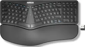 Arteck ergonomisches Split Tastatur mit gepolsterter Handgelenkauflage, 2.4G USB Kabellose Komfor...