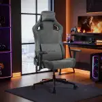 Devoko Ergonomischer Gaming Stuhl Stoff Atmungsaktiv mit Verstellbarer Rückenlehne, Höhenverstellbar, Kopf- & Lordosenstütze, Hochdichter Formschaum, Für Büro & Gaming, 180 kg Belastbar – Dunkelgrau
