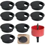 10 Stück Tisch Kabeldurchführung Desk Grommet with Hole Saw Computer Grommet Wire Hole 60mm tischdurchführung Organizer Round for Home and Office Table Cable Cord Management (Schwarz)