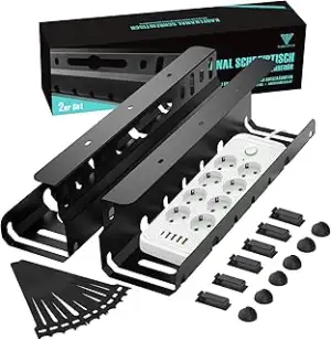 2TLG Kabelkanal Schreibtisch ohne Bohren Schwarz, Kabelmanagement Schreibtisch f