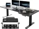 JUMMICO HöHenverstellbarer Schreibtisch 180 x 85 cm L-förmiger Schreibtisch Höhenverstellbar Elektrisch,Ergonomie Gaming Tisch mit Haken (Schwarz)