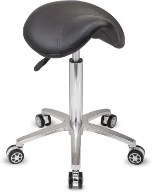 Rollhocker bis 160 kg - Sattelsitz mit Gel Polster - Praxishocker mit Rollen - D