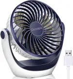 OCOOPA USB Ventilator, Ventilator klein Tischventilator mit starkem Luftstrom und Leise Betrieb 3 Geschwindigkeiten, 360 ° Drehbarer Kopf, Einfach zu Tragen für Büro, Zuhause und im Freien