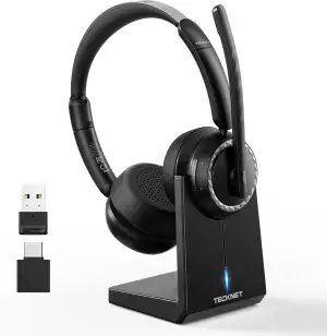 TECKNET V5.3 Bluetooth Headset mit Mikrofon, Wireless Headset mit AI Noise Cance