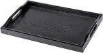 Rechteckiges Serviertablett mit Griff, dekorative Tischplatte, Ottomanplatte aus Kunststoff (schwarz)