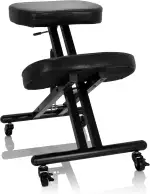 hjh OFFICE Kniehocker ergonomisch ORTHONI Kunstleder Kniestuhl mit Rollen, Hocker höhenverstellbar, Schwarz 830058
