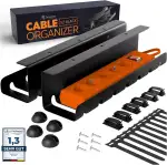 2er Set Kabelmanagement Schreibtisch Schwarz – Kabelkanal ohne Bohren zum Kabel verstecken – Mit Kabelwanne, Halter & Zubehör – Für saubere Kabelführung im Home Office, Büro & Gaming Setup