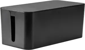 RICOO Kabelbox, Kabelmanagement Box Z2301-B, Kabel Organizer Box 23,5 x 11,5 x 12 cm, Aufbewahrungsbox zum Verstecken von Steckdosenleisten, Adaptern und Kabeln, Kabelsammler, Schwarz