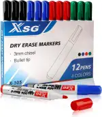 Whiteboard Marker,12 Marker Stifte,Trocken Abwischbar, Rundspitze 3mm,4 Farben Whiteboard Stifte ...