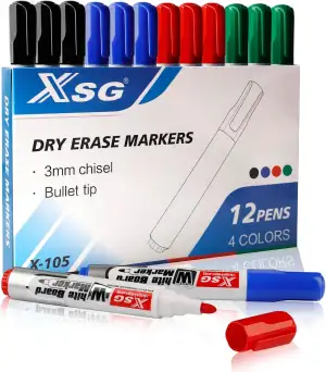 Whiteboard Marker,12 Marker Stifte,Trocken Abwischbar, Rundspitze 3mm,4 Farben Whiteboard Stifte ...