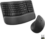 Logitech Wave Keys und Lift vertikale Maus – Ergonomisches Bundle – kabellose Tastatur mit gepolsterter Handballenauflage und vertikale kabellose Maus – Bluetooth, Multi-OS, Windows/Mac - Graphit