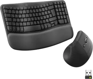 Logitech Wave Keys und Lift vertikale Maus – Ergonomisches Bundle – kabellose Ta