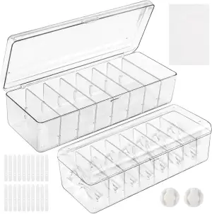 Arvok 2 Stück Kabel Aufbewahrungsbox mit Deckel, Kabel Organizer Box mit 8 verst