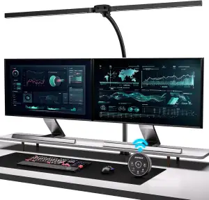 EYOCEAN Schreibtischlampe, Doppelkopf Schreibtischlampe Klemmbar, 24W 80cm Tages