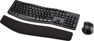 Amazon Basics Tastatur-Maus-Set, ergonomisch, kabellos, DE Layout - schwarz