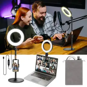 Railee Ringlicht mit Stativ Handy Laptop Videokonferenz Licht mit Klemme 6 Zoll 