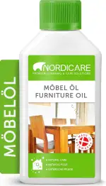 Nordicare Möbelöl [275ml] Holzöl zur Pflege farblos für Eiche, Buche, Nussbaum, Lärche. Holzlasur auf Basis von Leinöl. Leinölfirnis