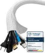 13mm-3m Kabelschlauch Selbstschließend Weiß, Kabelmanagement, Flexibler Kabelkanal für TV und Computer, Versteckten Kabelschutz und Kabelverwaltung