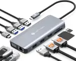 NOVOO USB C Docking Station Triple Display 11 in 1 Dual 4K@60Hz HDMI USB C Hub VGA Adapter Gigabit Ethernet 100W PD,4 USB Datenports,SD/TF Multiport Dock für MacBook M1 M2 HP Dell Lenovo Surface