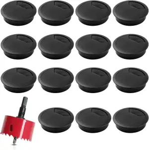 15 Stück Kabeldurchführung Schreibtisch Rund Tischdurchführung Ø60mm mit Lochsäg